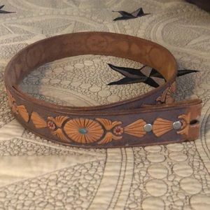 Genuine Leather, Hand Painted Tooled Belt 32”